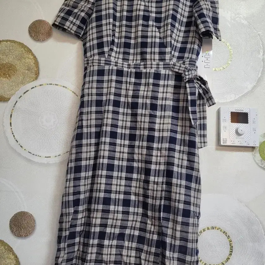 [BUNJANG] Check Pattern Wrap Chiffon Dress - Size S / 체크무늬 랩 쉬폰 원피스S