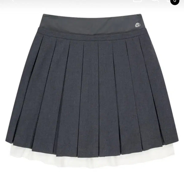 [BUNJANG] KOSEIO Double-Waist Pleated Skirt Grey / 코이세이오 더블웨이스트 플리츠 스커트
