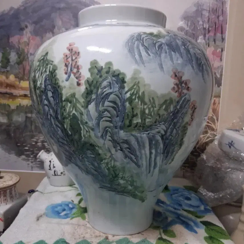 [BUNJANG] Landscape Painting Ceramic Vase / 풍경화 도자기