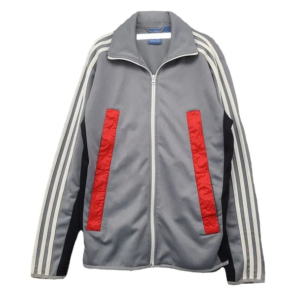 [BUNJANG] Adidas Light Grey Functional 3-Stripes Track Top Zip-Up 110 / 아디다스 라이트그레이 기능성 삼선 트랙탑 집업 110