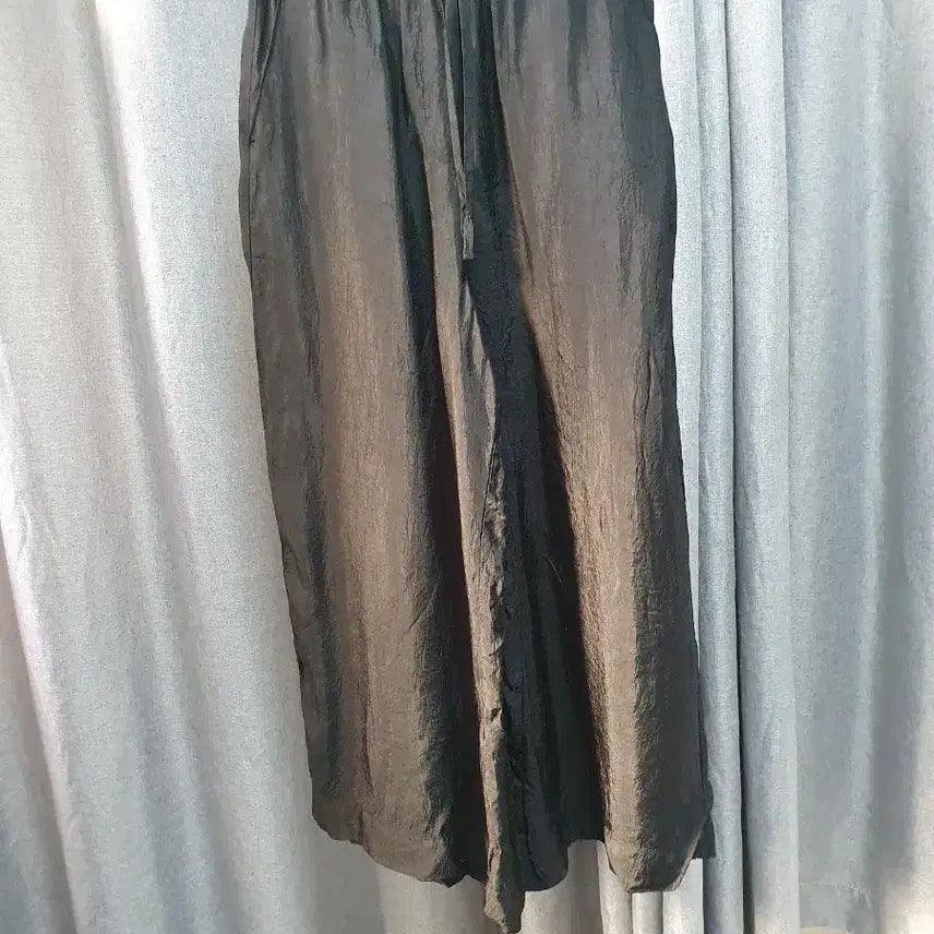 [BUNJANG] Rinkle Black Wide Pants / 66링클 블랙 와이드팬츠