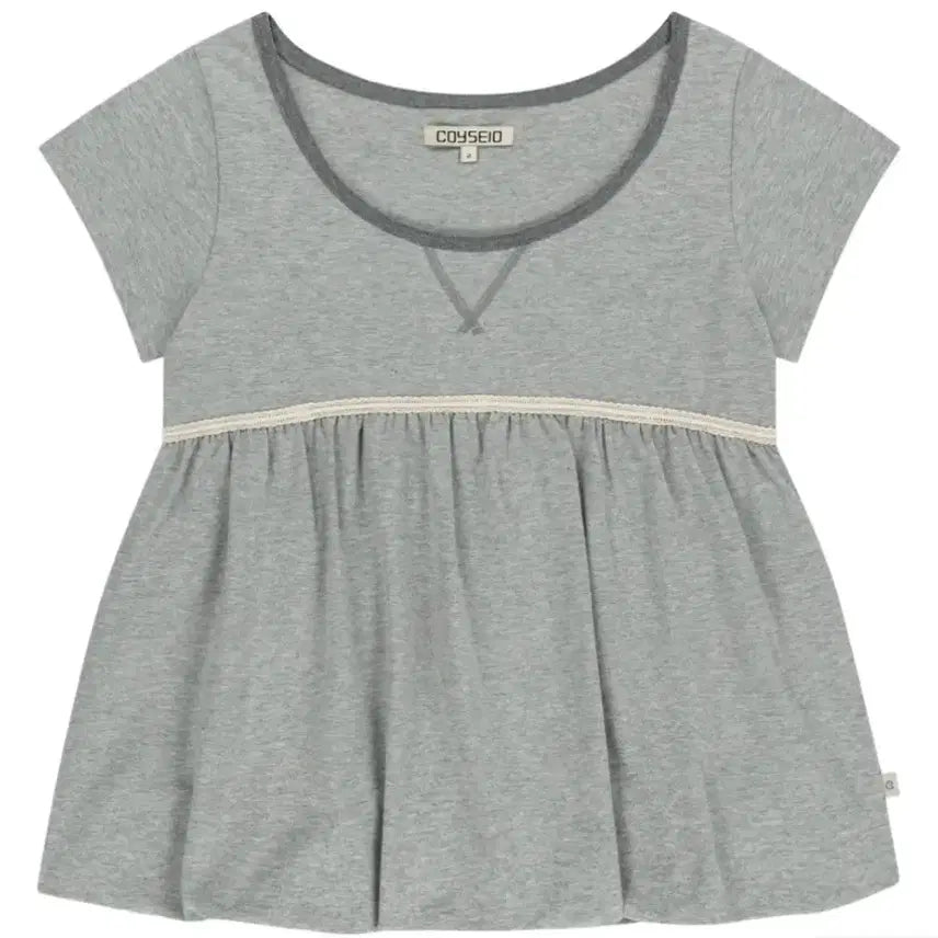 [BUNJANG] Koiseio Lace Balloon T-Shirt - Melange Grey / 코이세이오 레이스 벌룬 티셔츠 1사이즈 멜란지 그레이