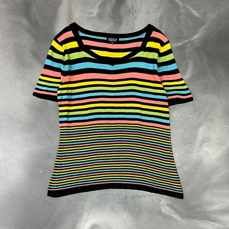 [BUNJANG] Sonia Rykiel Striped Half Knit / 소니아리키엘 스트라이프 하프 니트 y18966