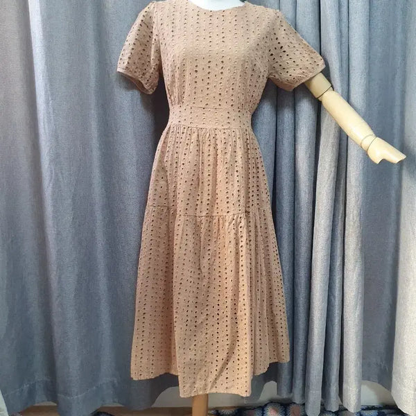 [BUNJANG] Lace Punching Beige Dress / 55레이스펀칭 베이지 원피스