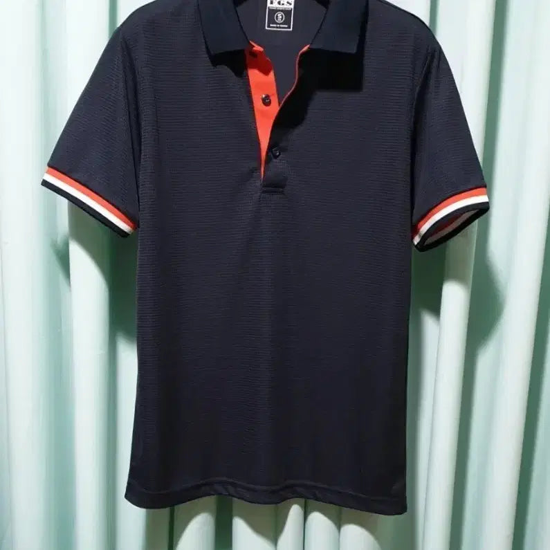 [BUNJANG] FCS Navy Orange Color Block Polo Shirt (Size S) / FCS 네이비 오렌지 배색 카라티