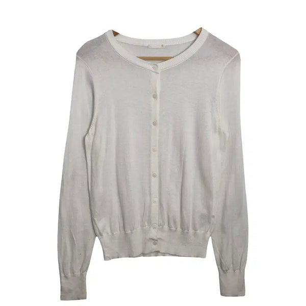 [BUNJANG] GU Women's White Cardigan (M) / GU 지유 여성 화이트 가디건 [M] 얇은 가디건 / 간절기 가디건