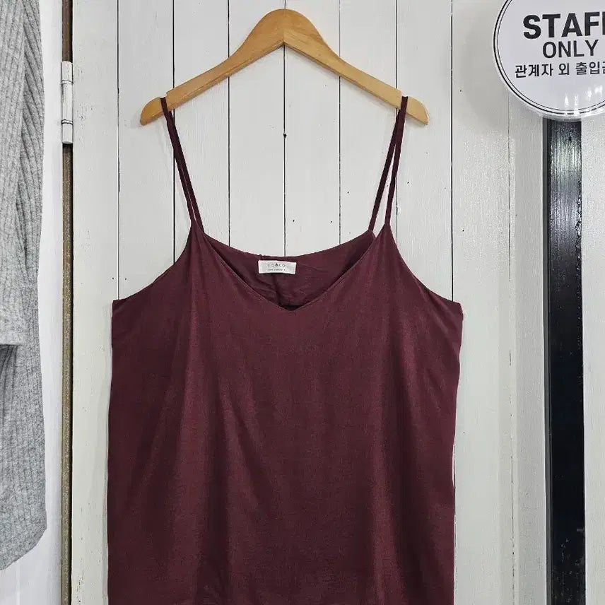 [BUNJANG] CO&CO Women's Burgundy Bustier Cami Top / 새상품 CO&CO 여성 뷔스티에 끈 나시 탑 버건디 free 새제품