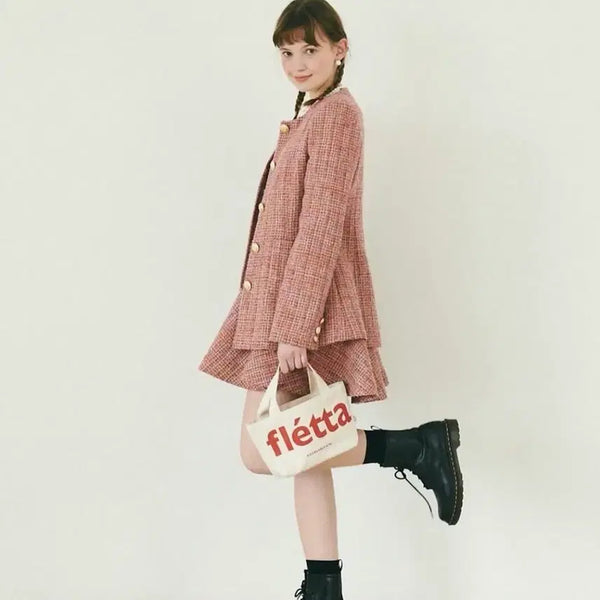 [BUNJANG] Fleta 40s Tweed Setup Pink Gold Button / 플레따 40 s