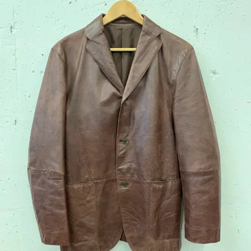 [BUNJANG] Vintage Burgundy Leather Jacket / 빈티지 버건디 가죽 자켓