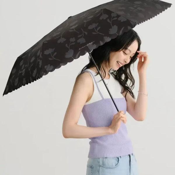 [BUNJANG] Wpc. Flower Shadow 3-Section Folding Sun Umbrella (Charcoal) / [새상품] Wpc. 플라워 섀도우 암막 3단 접이식 양산