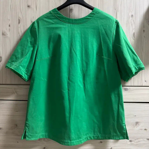 [BUNJANG] MINE Back Button Detail Short Sleeve T-Shirt / 한섬 마인(MINE) 백 버튼 디테일 반팔티