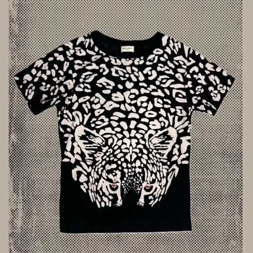 [BUNJANG] Saint Laurent 2016 Edie Slimane Leopard Cubic T-Shirt / 생로랑 16s 에디슬리먼 레오파드 큐빅 반팔 티셔츠