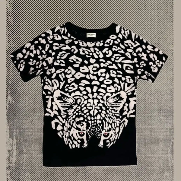 [BUNJANG] Saint Laurent 2016 Edie Slimane Leopard Cubic T-Shirt / 생로랑 16s 에디슬리먼 레오파드 큐빅 반팔 티셔츠