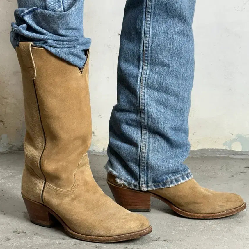 [BUNJANG] Double H 80's Roughout Suede Cowboy Western Boots (Size 9D) / [270] 80's USA 더블에이치 러프아웃 카우보이 웨스턴 부츠 스웨이드