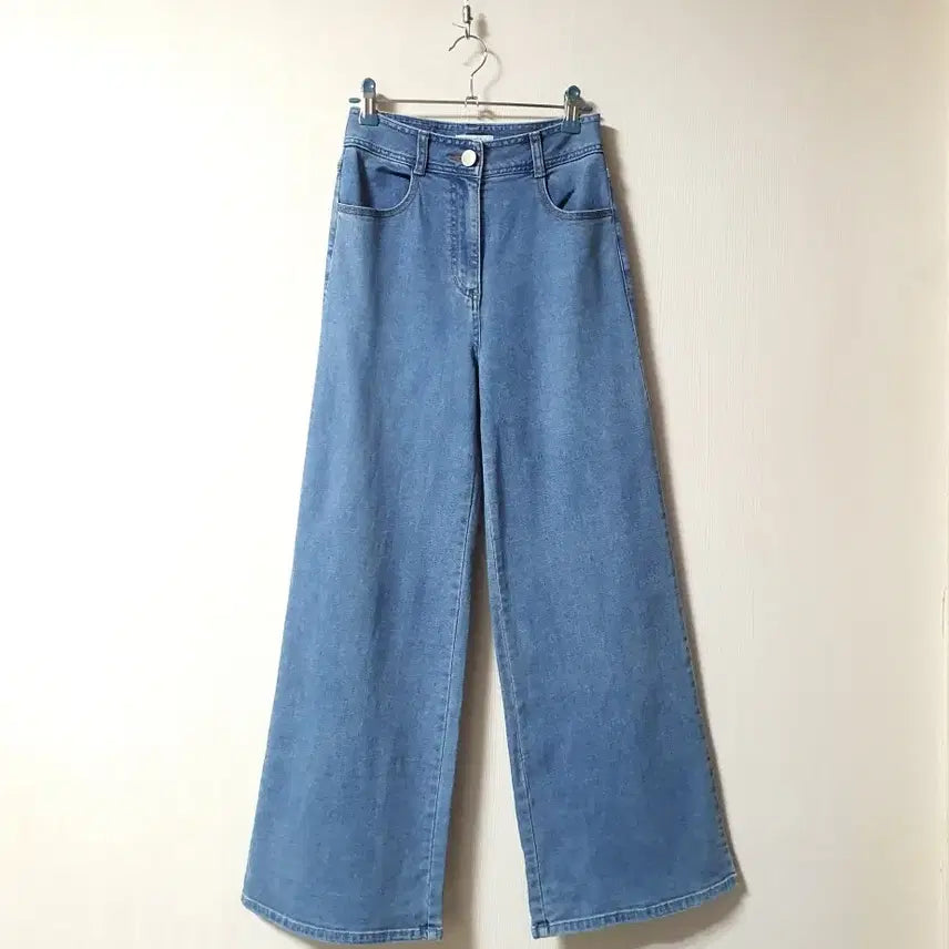 [BUNJANG] Sandro Leather Patch Wide Leg Denim Pants Size 44 / 산드로 sandro 가죽패치 와이드 데님 팬츠 44 사이즈 정품