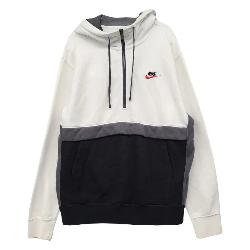 [BUNJANG] Nike White Half-Zip Hoodie L / 나이키 화이트 반집업 후드티 L