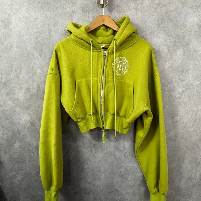 [BUNJANG] Lime Cropped Hoodie Zip-Up / 크롭 후드 집업 라임 여성 후드집업