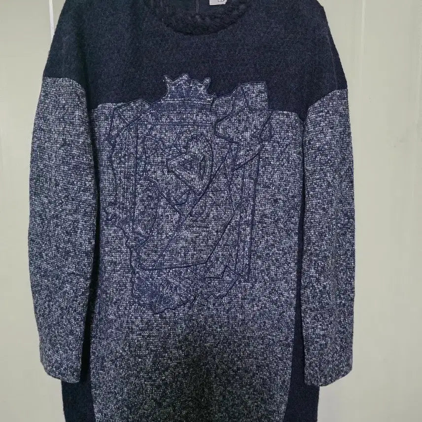 [BUNJANG] SJ Color-Block Emblem Knit Dress / SJ 기모 배색 엠블럼 원피스
