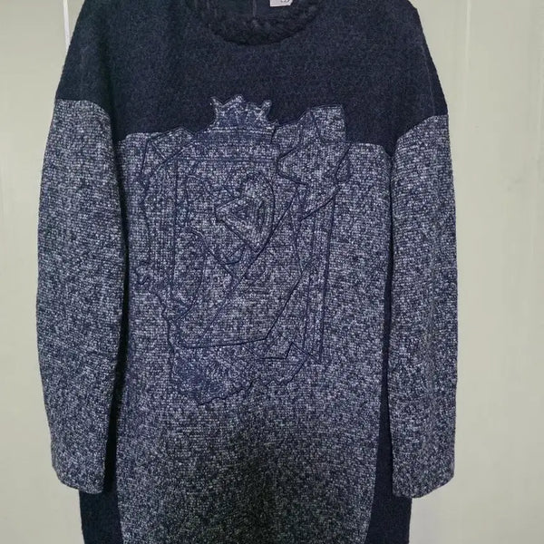 [BUNJANG] SJ Color-Block Emblem Knit Dress / SJ 기모 배색 엠블럼 원피스