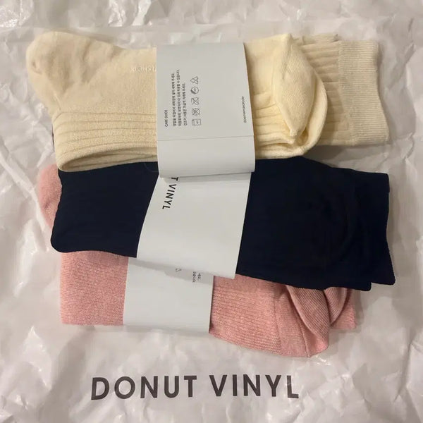 [BUNJANG] Donut Vinyl Shop 3-Color Sock Set (New) / 도넛바이닐샵 양말 3컬러 일괄 (미칙용 새싱품)