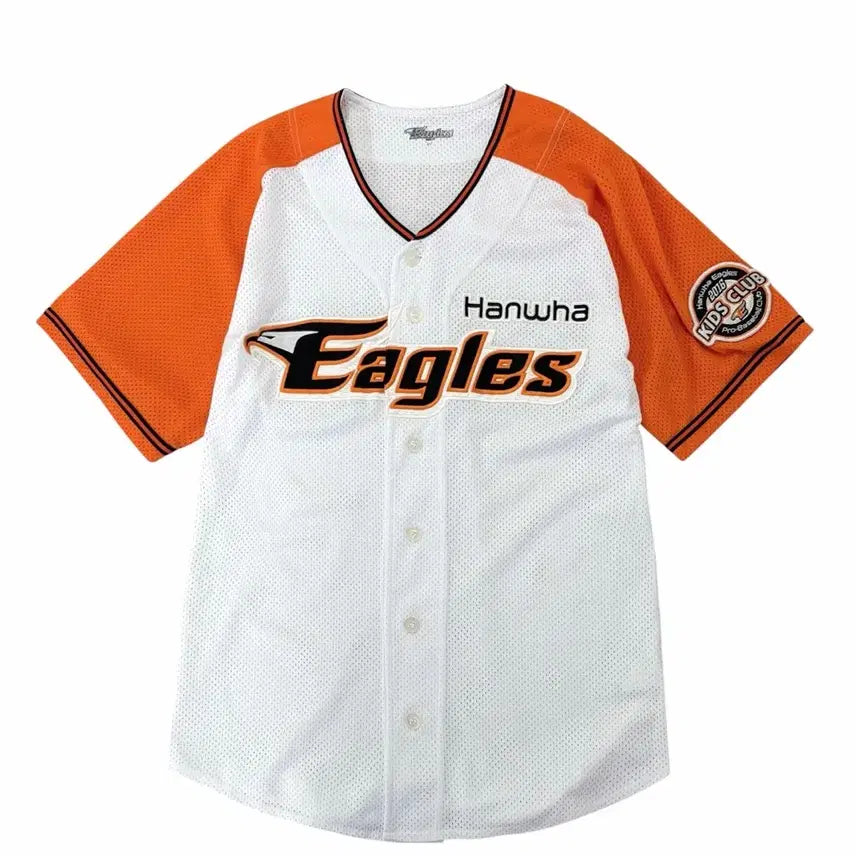 [BUNJANG] Hanwha Eagles Official Kids Club Patch Baseball Short-Sleeve Uniform (No Marking, Size M) / 한화이글스 오피셜 키즈클럽 패치 야구 반팔 유니폼 노마킹 (M)