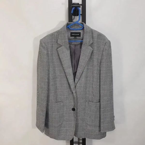 [BUNJANG] Plastic Island Check Blazer Gray S / 플라스틱아일랜드 자켓 체크 블레이저 그레이 s