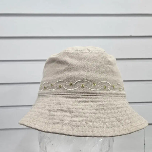 [BUNJANG] Beige Embroidered Cotton Women's Fedora / 베이지 자수장식  면 여성 페도라 54/보물찾기천사