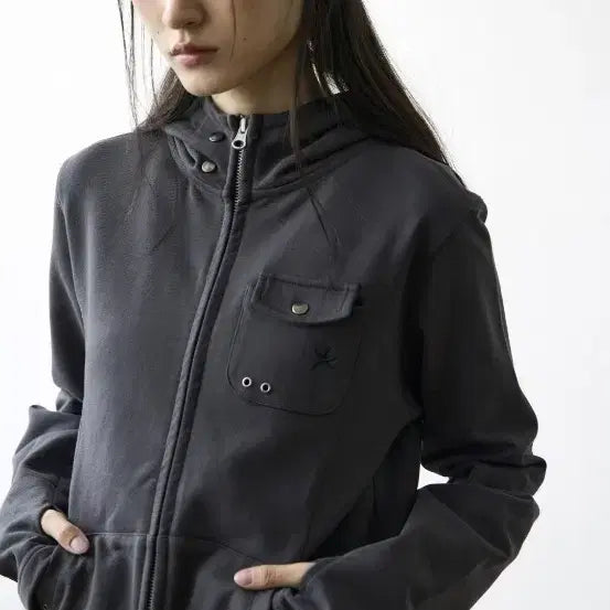 [BUNJANG] The Coldest Moment Hooded Zip-Up Dark Gray / 더콜디스트모먼트 후드집업