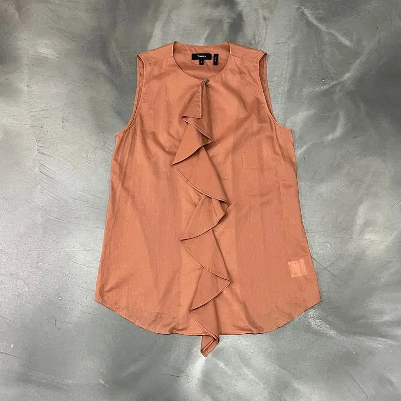 [BUNJANG] Theory Sleeveless Ruffle Top / 띠어리 프릴 슬리브리스 탑 y18970