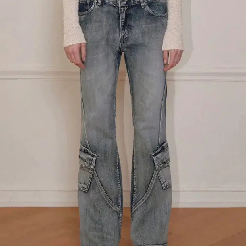 [BUNJANG] Bohemian Seoul Washed Blue Bootcut Jeans Size M / 보헤미안 서울 워시드 블루 부츠컷 M