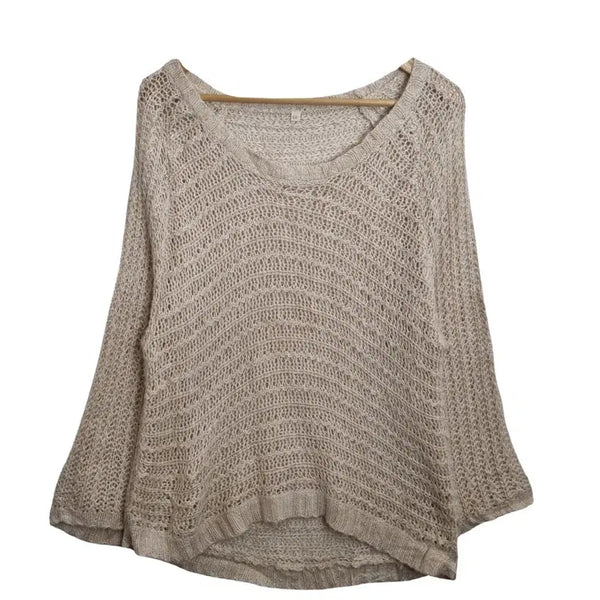 [BUNJANG] Beige Perforated Knit Loose Fit Net Cover-up (LL) / JPN 베이지 펀칭 니트 [LL] 루즈핏 그물 커버업
