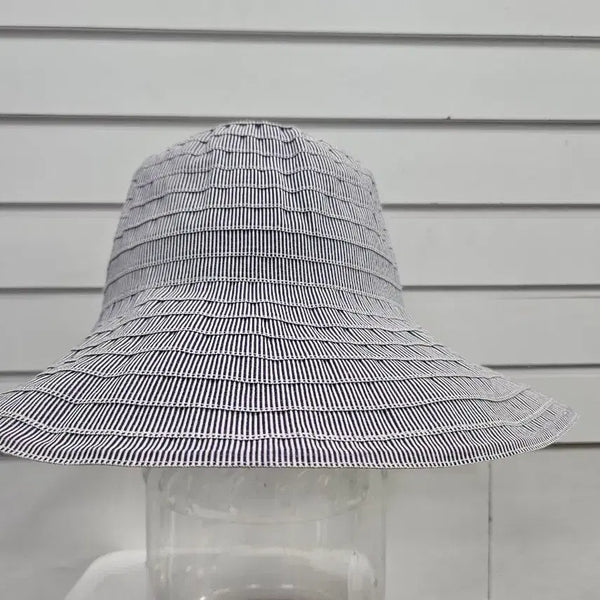 [BUNJANG] Renoma Stripe Ribbon Wire Fedora Hat / 레노마 잔스트라이프  리본장식  와이어페도라/보물찾기천사