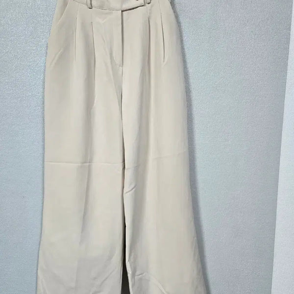 [BUNJANG] Poly Pintuck Wider Pants Beige / 폴리 핀턱 와이더팬츠 55