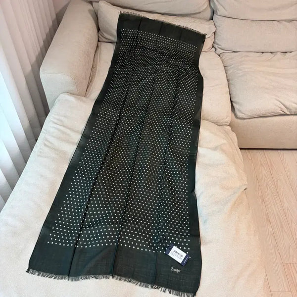 [BUNJANG] Drake's Polka Dot Wool Scarf Green / 드레익스 폴카 닷 스카프 그린