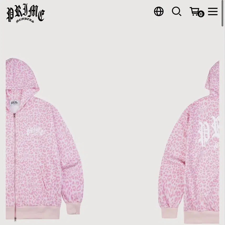 [BUNJANG] Prime Members Leopard Hoodie Zip-up Pink / 프라임멤버스 레오파드 후드집업 핑크