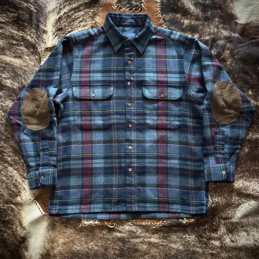 [BUNJANG] Pendleton 90s-00s Trail Check Shirt Pure Virgin Wool Leather Patch / 90s 00s USA Pendleton Trail Check Shirt