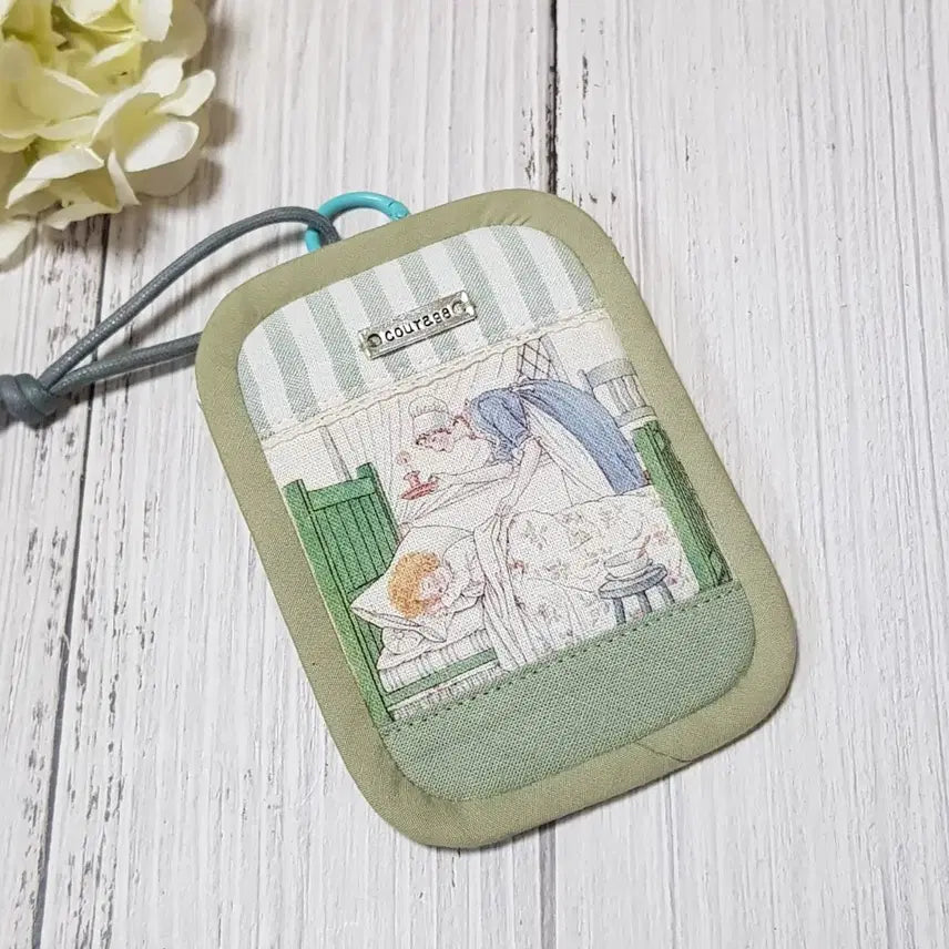 [BUNJANG] Handmade Kate Greenaway Illustration Mini Card Holder / {핸드메이드} 케이트 그린어웨이 카드지갑 (그린)