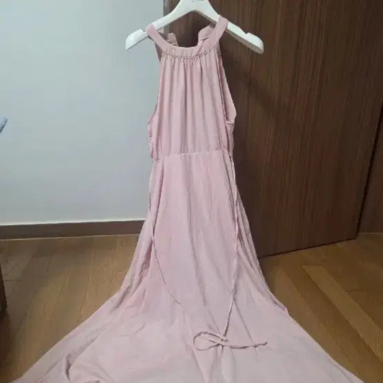 [BUNJANG] Women's Pink Halterneck Long Dress / 여성 롱 원피스 핑크 홀터넥