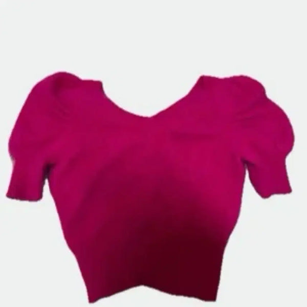 [BUNJANG] Jigott Angora Short-Sleeve Knit - Pink / 지고트 앙고라 핑크 반팔 니트