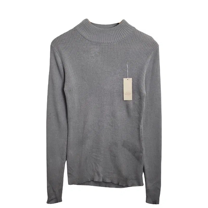 [BUNJANG] SPINASH Women's Slim Fit Grey Semi-Turtleneck Knit [L] / 미사용품 SPINASH 그레이 반목 니트 [L] 여성 슬림핏