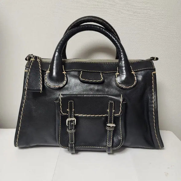[BUNJANG] Chloe Black Leather Edis Bag Tote Bag / 끌로에 가죽 토트백