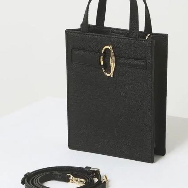 [BUNJANG] Daks Black Buckle Detail Mini Tote Bag / 닥스 블랙 버클장식 소가죽 미니토트백DCWA1F950BK