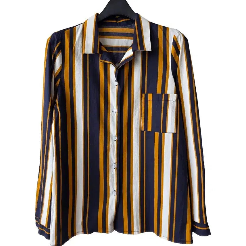 [BUNJANG] Vertical Stripe Collar Shirt / S/세로 스트라이프 카라 셔츠