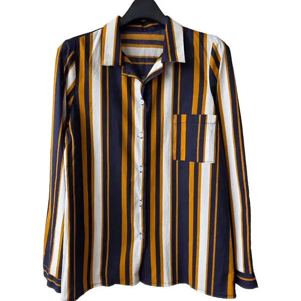 [BUNJANG] Vertical Stripe Collar Shirt / S/세로 스트라이프 카라 셔츠