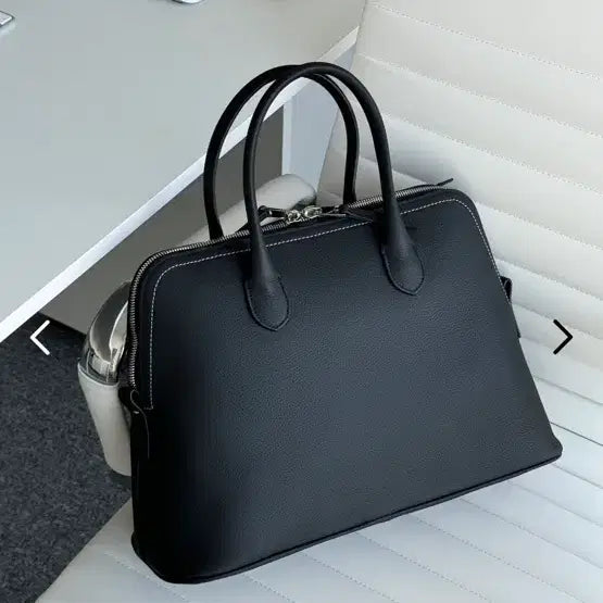 [BUNJANG] Hermon Delong Bag Black Leather Tote Bag / 헤르몬 드롱백 가죽 블랙 토트백