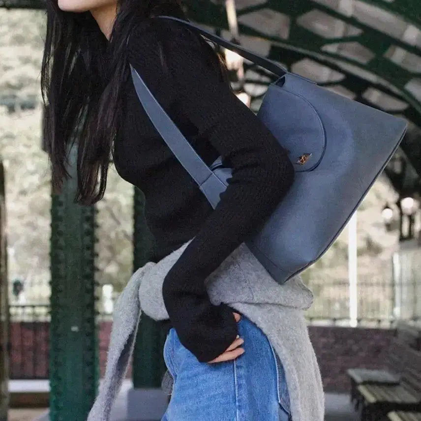 [BUNJANG] Denu Rigid Suede Blue Bag / 데누 리지드백 스웨이드 블루 새상품