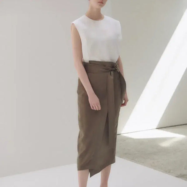 [BUNJANG] NILBEIT NEW Wrap Long Skirt Khaki Size 34 / 닐바이피 -랩스커트 롱스커트 20N new wrap skirt  카키 34사이즈