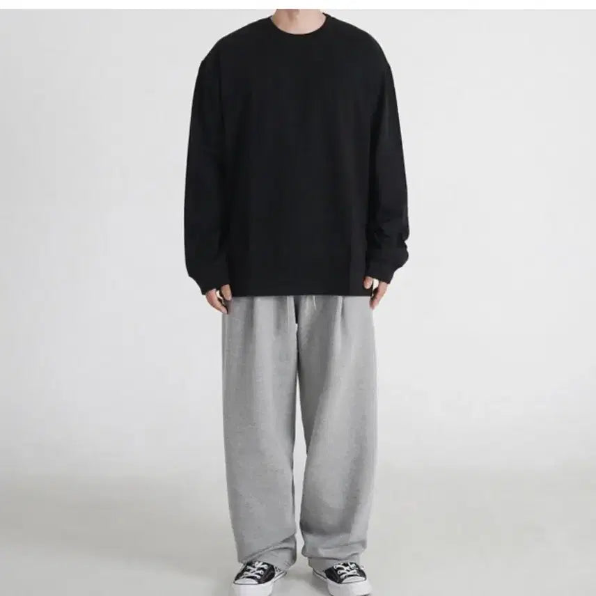 [BUNJANG] Lokud One-Tuck Sweatpants L Grey + Black / 로커드 원턱 스웻팬츠 L 그레이+블랙