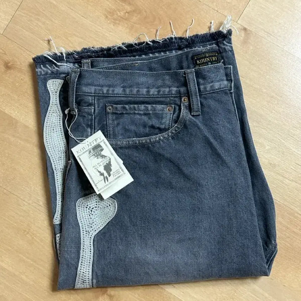 [BUNJANG] Kapital Bone Denim Shorts Black / (36) 캐피탈 본 데님 쇼츠 흑청