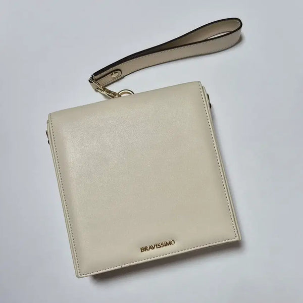 [BUNJANG] Bravissimo Ivory Square Tote Shoulder Bag / 브라비시모 Bravissimo 아이보리 크림색 사각 토트 숄더백 핸드백